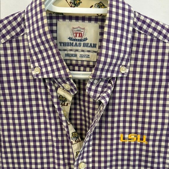 LSU Collegiate Purple Checkered Men's Shirt sz Medium - Picture 2 of 2